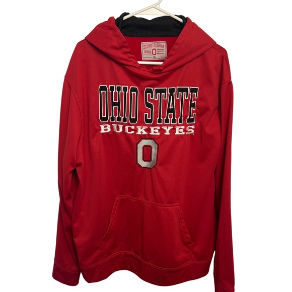Scarlet & Gray Other - Scarlet & Gray Ohio State Buckeyes Red Embroidered Hoodie Mens XL Polyester